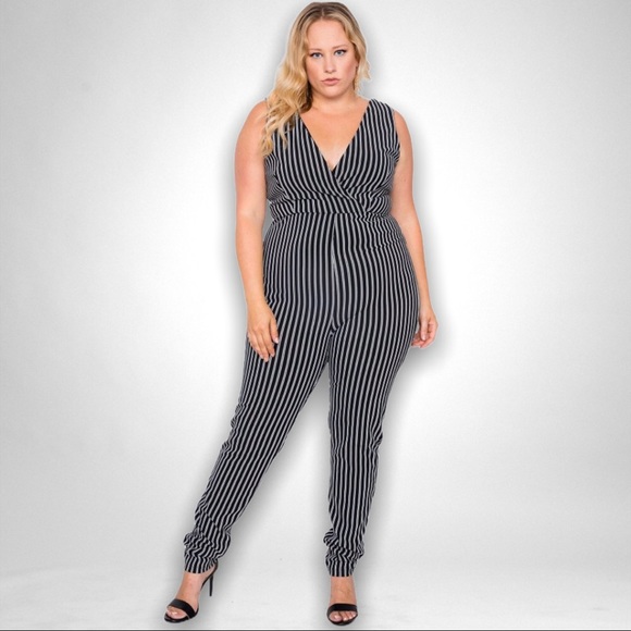 Pants - ❌SOLD❌ Striped V-Neck Jumpsuit Size 3X